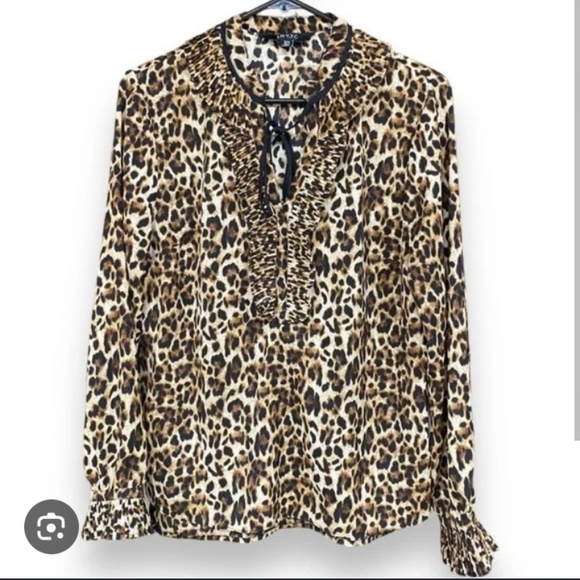 Isaac Mizrahi leopard print blouse, M - Picture 1 of 8